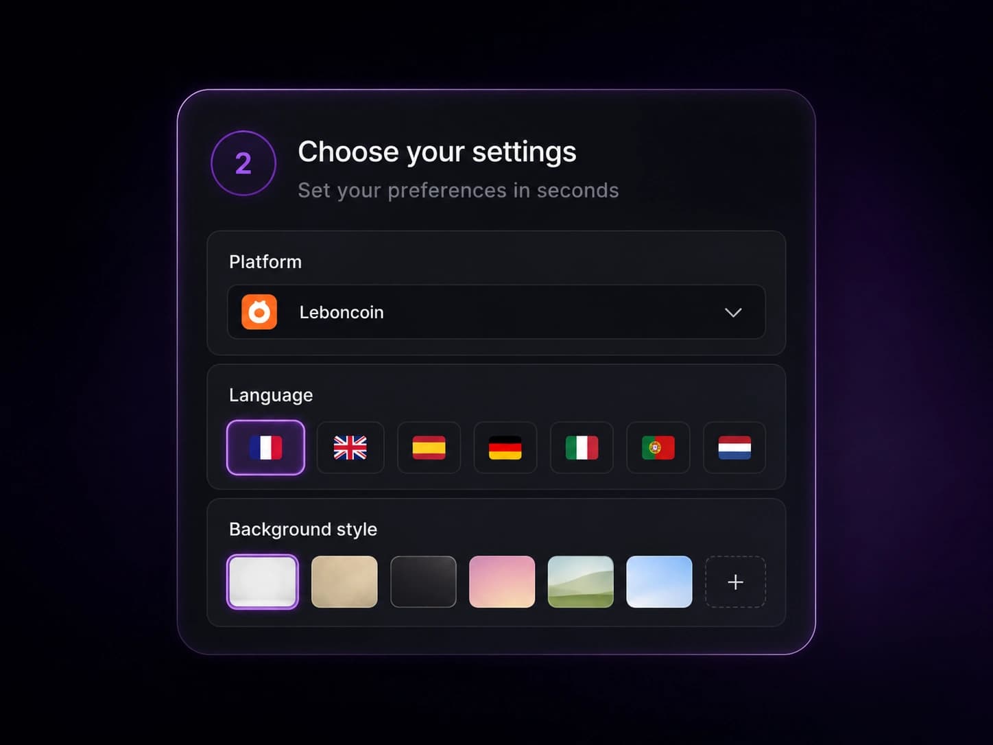 Settings step
