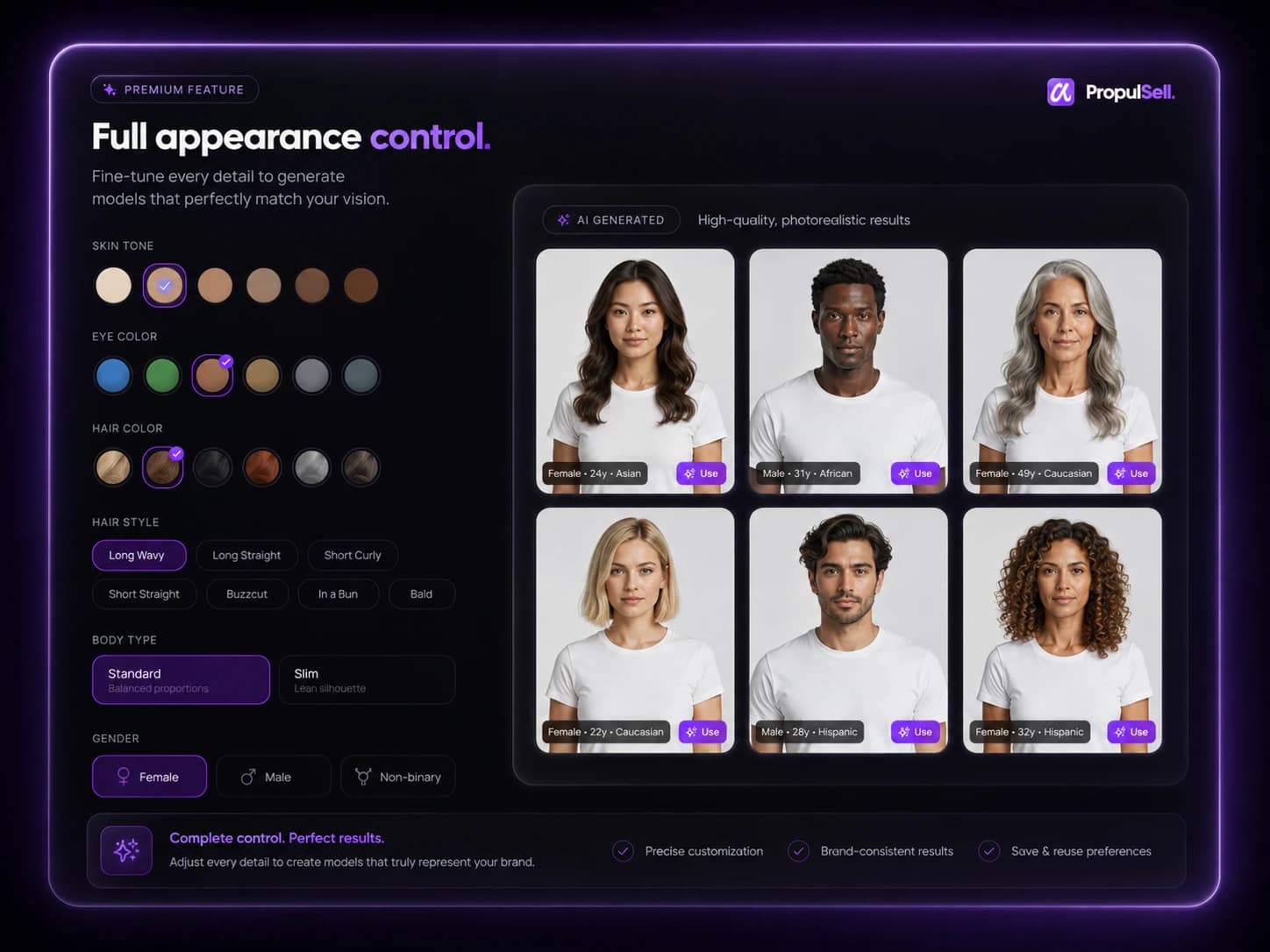 Full appearance control panel in Generate Models