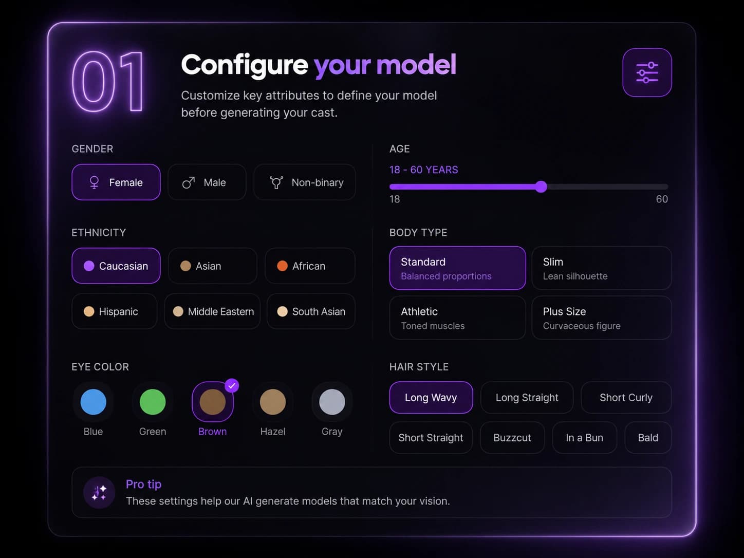 Configure your model — step 1