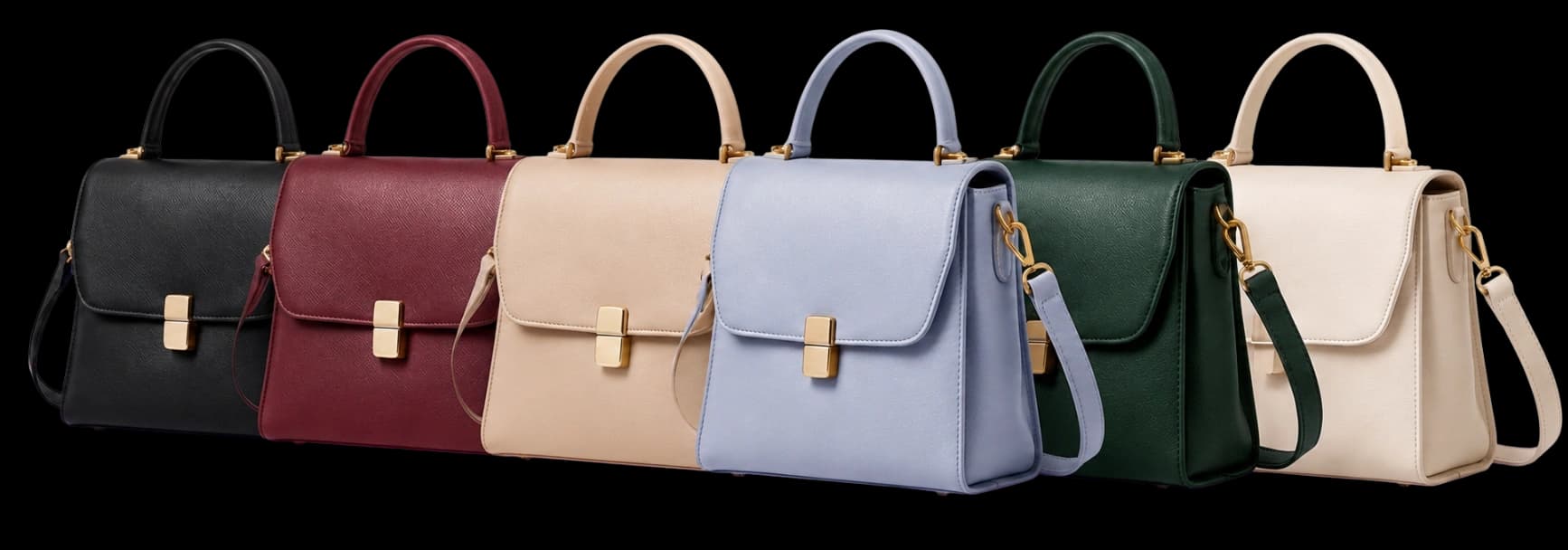 Six handbag colour variants