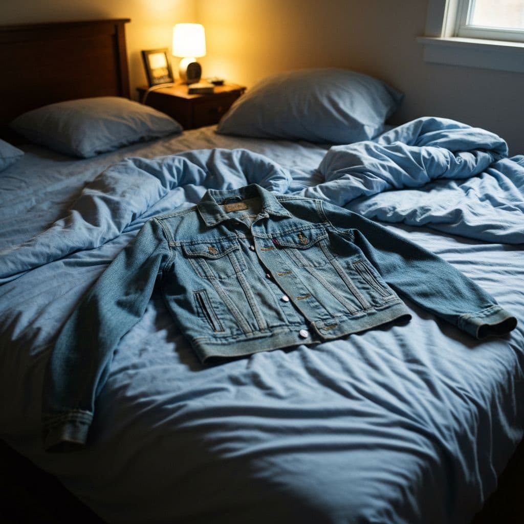 Original raw phone photo of a denim jacket