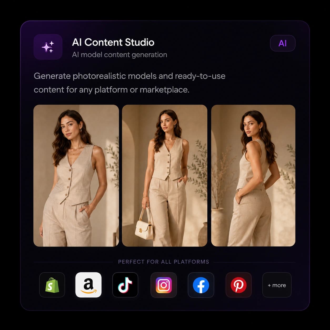 Generate Models — diverse AI fashion models generated from product photos